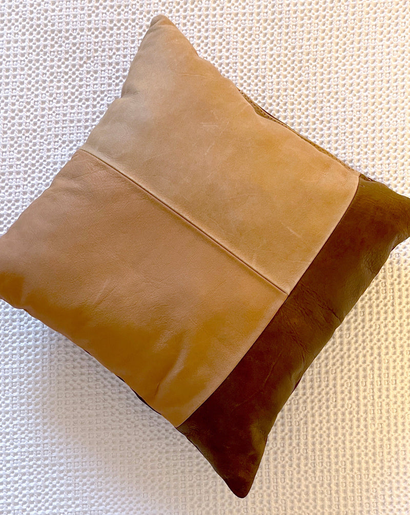 PAGODE OVERSTUFFED LEATHER THROW PILLOW