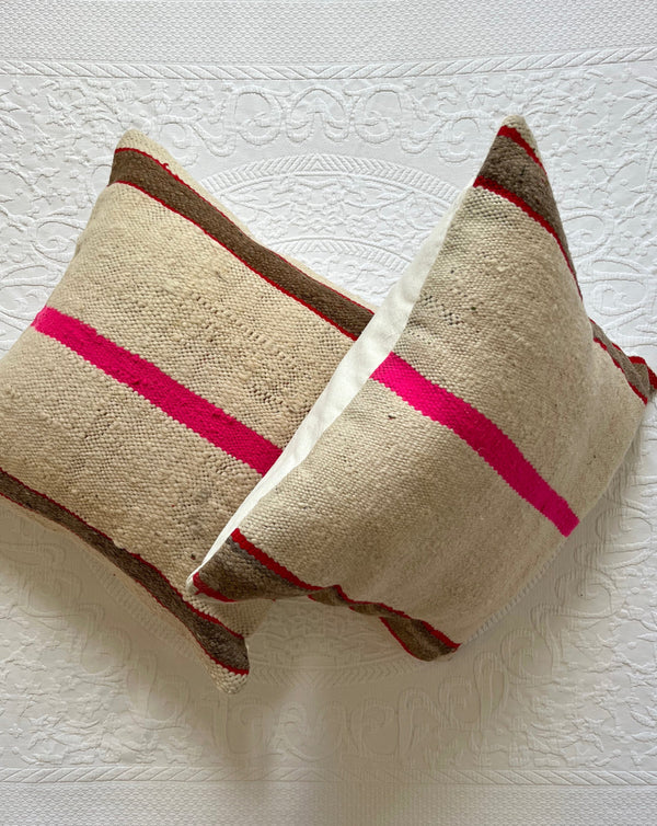 STRIPED INTENTIONS WOVEN WOOL SET OF 2 THROW PILLOWS