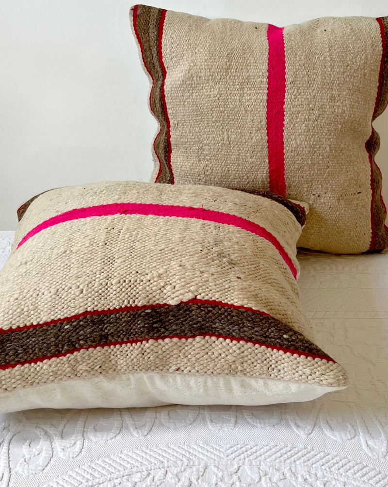 STRIPED INTENTIONS WOVEN WOOL SET OF 2 THROW PILLOWS