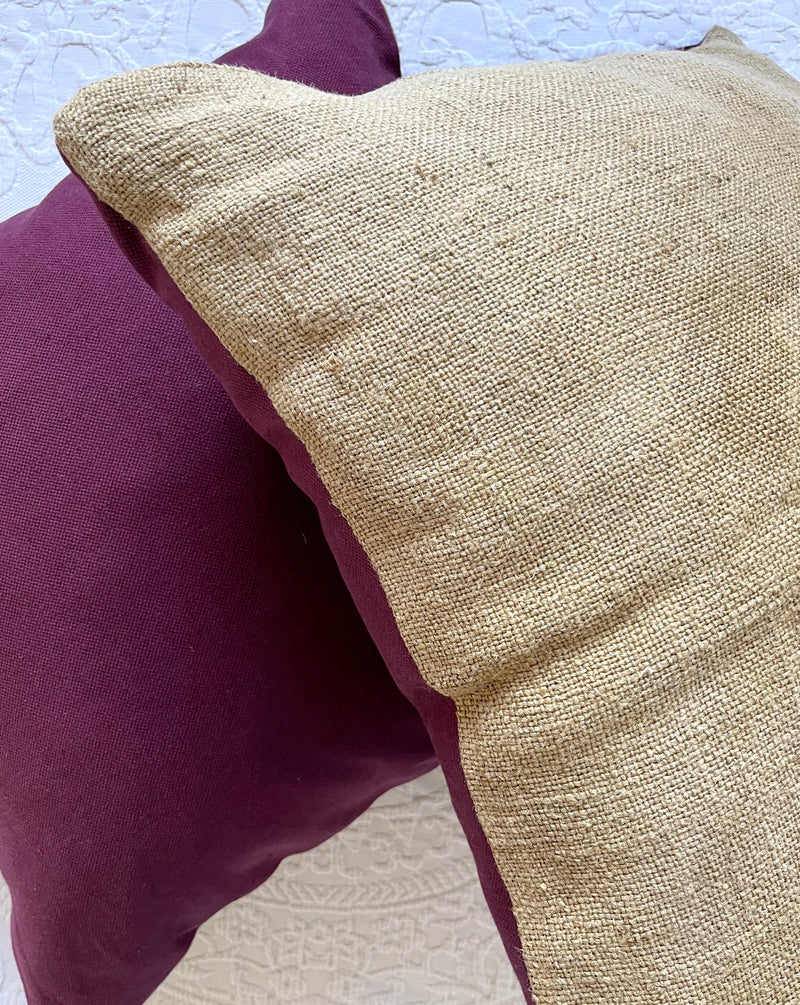 PERPI PURPLE JUTE AND COTTON SET OF 2 THROW PILLOWS